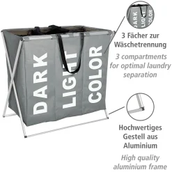 Wenko Wäschesammler Trio grau 130 l