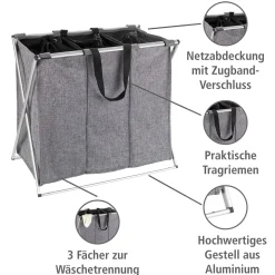 Wenko Wäschesammler Trio grau meliert 130 l