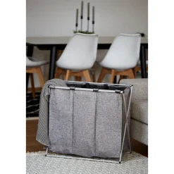 Wenko Wäschesammler Trio grau meliert 130 l