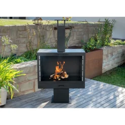 Westmann Terrassenofen Gartenkamin inkl. Grillrost 50x90x160cm Schwarz