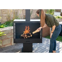 Westmann Terrassenofen Gartenkamin inkl. Grillrost 50x90x160cm Schwarz