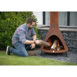 Westmann Terrassenofen Gartenkamin inkl. Rauchablass 70x70x160cm Rost