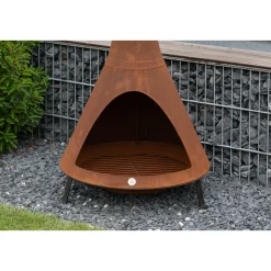 Westmann Terrassenofen Gartenkamin inkl. Rauchablass 70x70x160cm Rost