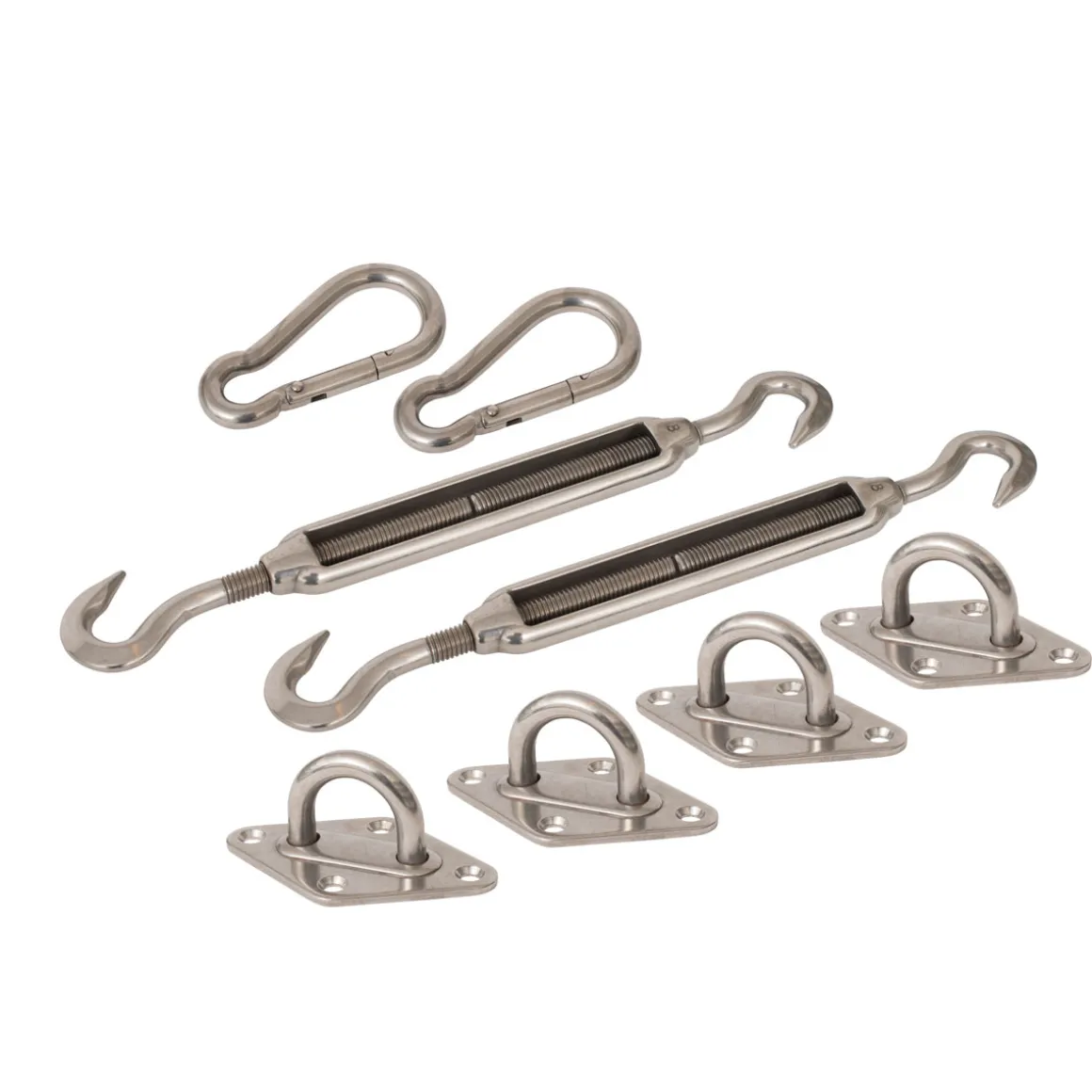Windhager Befestigungsset für Sonnensegel 2 x Spannanker 2 x Karabinerhaken 4 x Halteösen Edelstahl