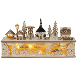 Winterdorf mit Sockel und LED-Beleuchtung