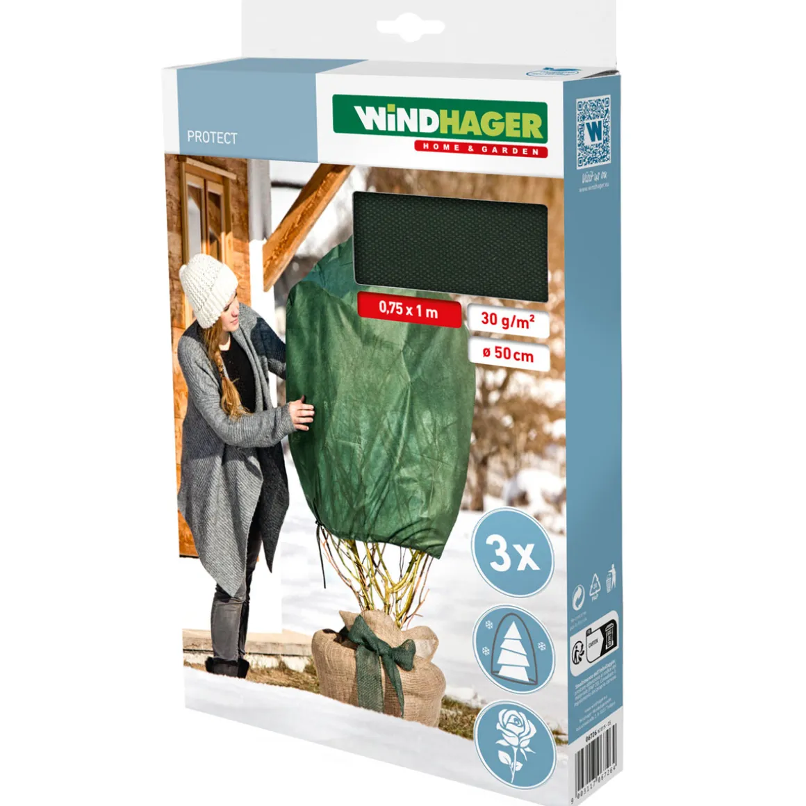 Winter-Rosenvlies-Haube 100 x 75 cm 3er-Pack