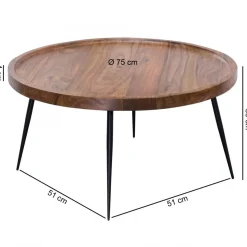 Wohnling Couchtisch „Bharu“ 75x39x75 cm, Braun