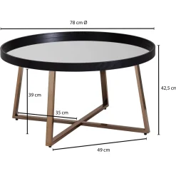 Wohnling Design Couchtisch, Rund, 78 cm, Dunkel-Gold