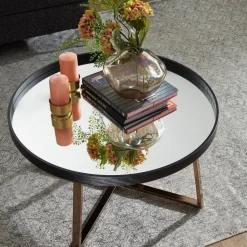 Wohnling Design Couchtisch, Rund, 78 cm, Dunkel-Gold