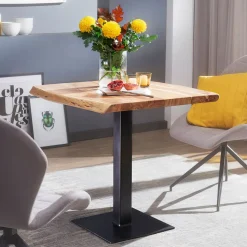 Wohnling Esstisch „Baumkante“, 80x75x75 cm, Akazie Massivholz