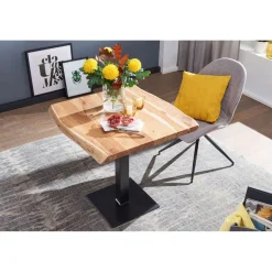 Wohnling Esstisch „Baumkante“, 80x75x75 cm, Akazie Massivholz