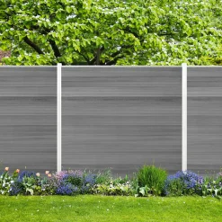 WPC-Steckzaun-Element Cora Line 179 x 14 cm grau