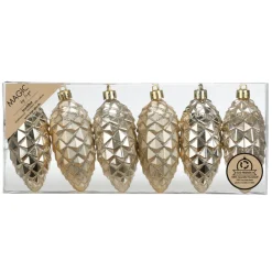 Zapfenset 9cm Creamy Gold